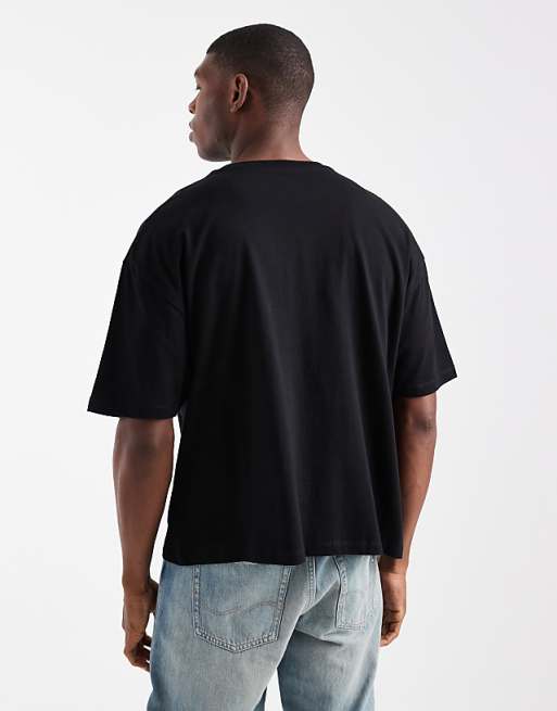 DESIGN Boxy T-shirt With Front Print In Black