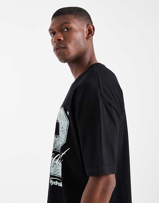 DESIGN Boxy T-shirt With Front Print In Black