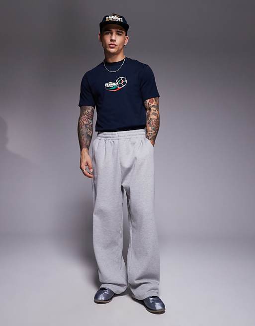DESIGN Boxy T-shirt With Italia Sports Graphic In Navy
