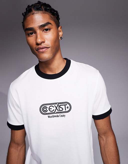 DESIGN boxy t-shirt with text graphic in white
