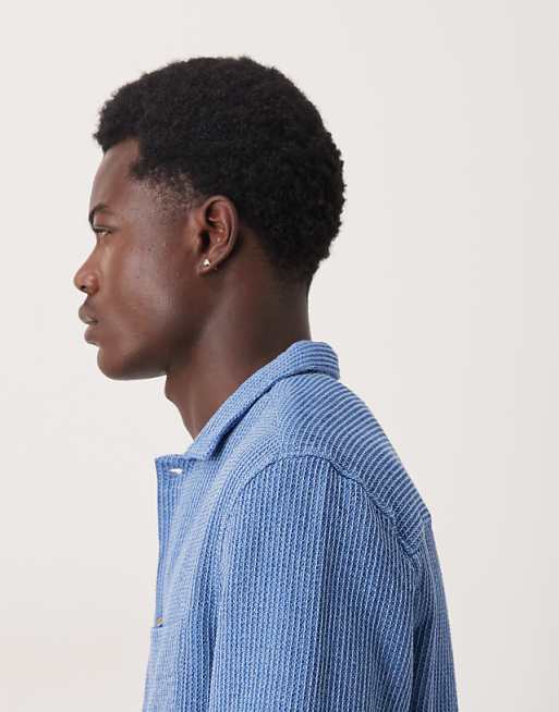 DESIGN Boxy Textured Overshirt In Blue