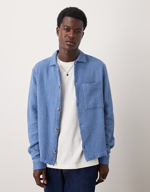 DESIGN boxy textured overshirt in blue