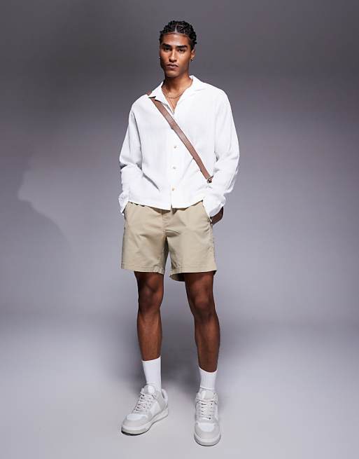 DESIGN Boxy Textured Revere Shirt In White