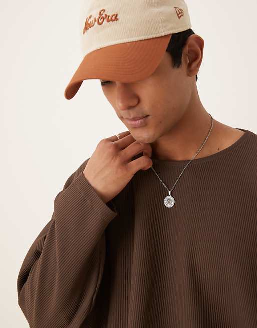DESIGN Bozy Oversized Plisse Long Sleeve T-shirt In Brown