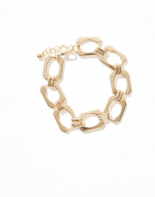DESIGN Bracelet With Square Chain Links In Gold Tone