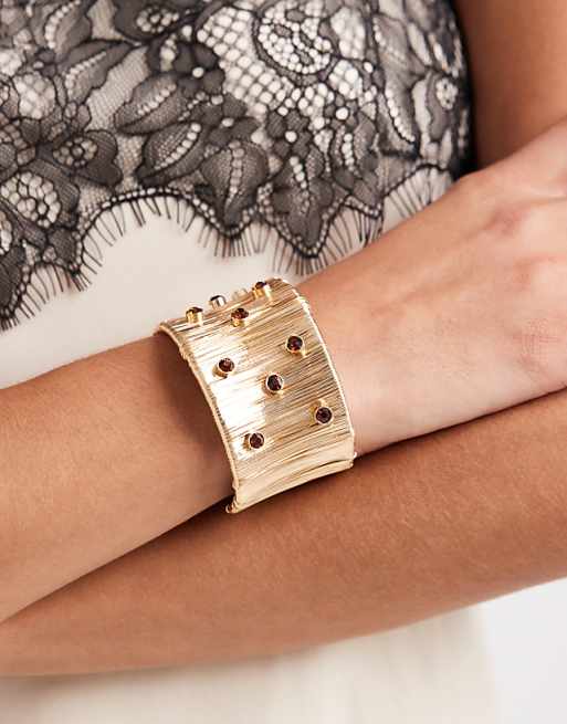 DESIGN bracelet with stone detailing in gold tone