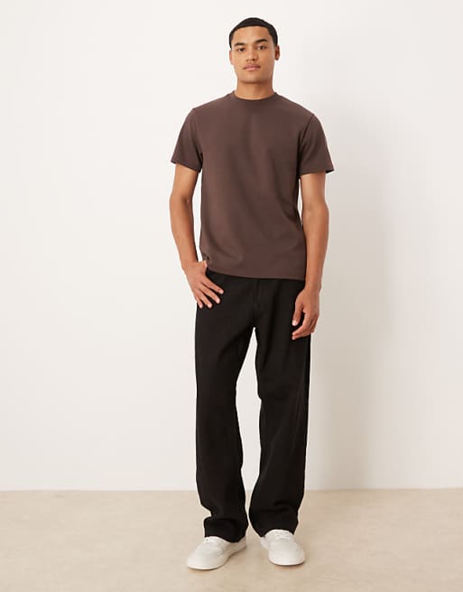 DESIGN BreatheMAX™ Heavyweight Crew Neck T-shirt In Brown Cotton Blend