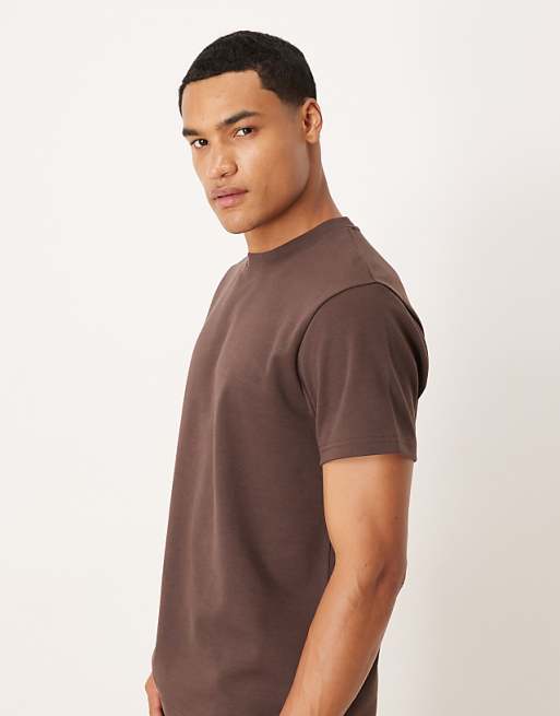 DESIGN BreatheMAX™ Heavyweight Crew Neck T-shirt In Brown Cotton Blend