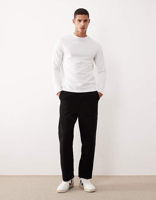 DESIGN BreatheMAX™ Heavyweight Long Sleeve T-shirt In White Cotton Blend