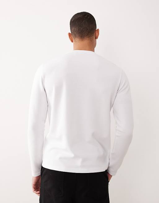 DESIGN BreatheMAX™ Heavyweight Long Sleeve T-shirt In White Cotton Blend