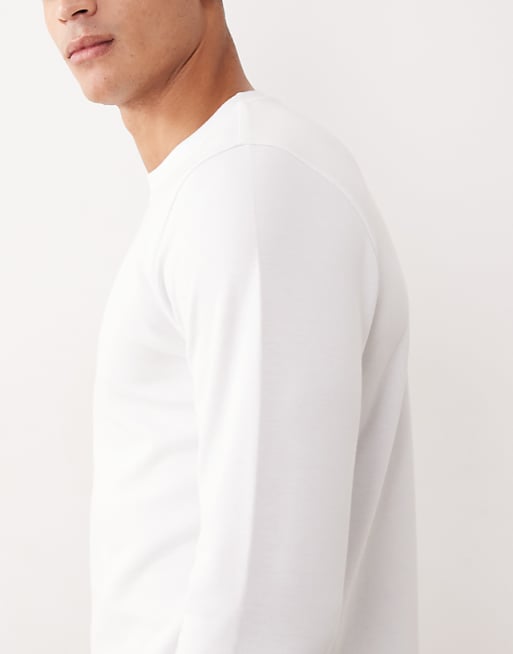 DESIGN BreatheMAX™ Heavyweight Long Sleeve T-shirt In White Cotton Blend