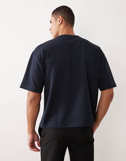 DESIGN BreatheMAX™ Heavyweight Oversized Boxy T-shirt In Navy Cotton Blend