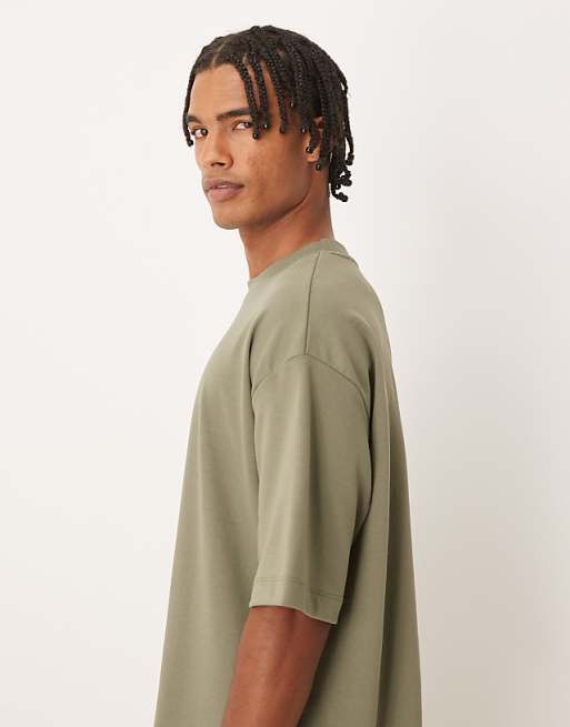 DESIGN BreatheMAX™ Heavyweight Oversized Boxy T-shirt In Khaki Cotton Blend