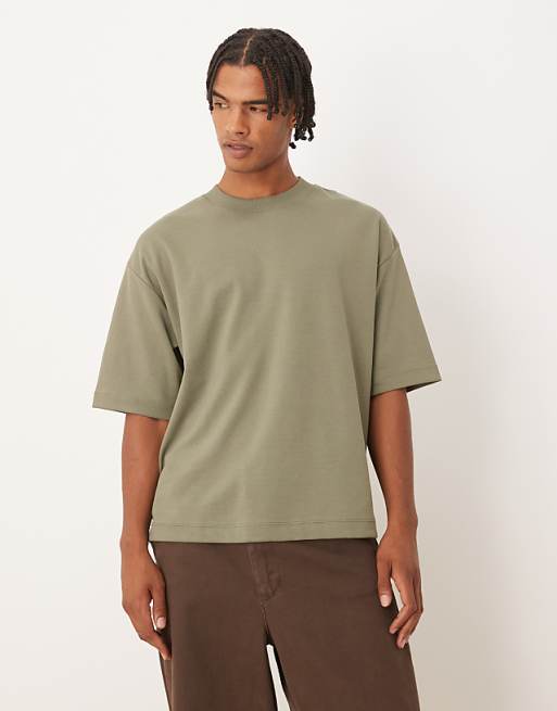 DESIGN breatheMAX™ heavyweight oversized boxy t-shirt in khaki cotton blend
