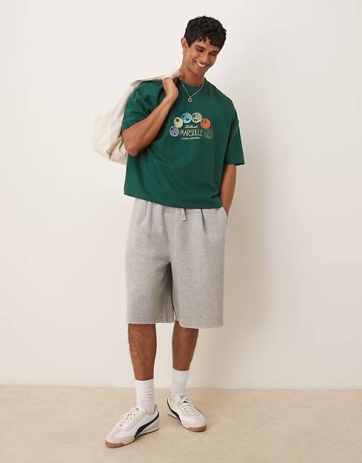 DESIGN BreatheMAX™ Heavyweight Oversized Boxy Dropped Shoulder T-shirt With Summer Graphic In Green