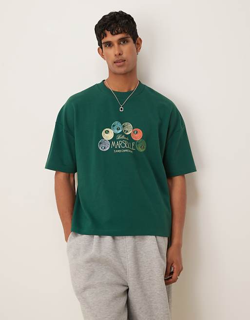 DESIGN BreatheMAX™ Heavyweight Oversized Boxy Dropped Shoulder T-shirt With Summer Graphic In Green