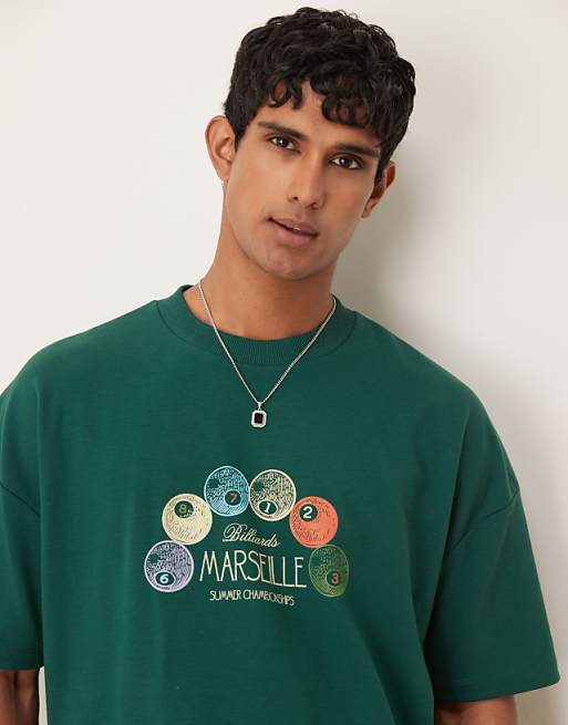 DESIGN breatheMAX™ heavyweight oversized boxy dropped shoulder t-shirt with summer graphic in green