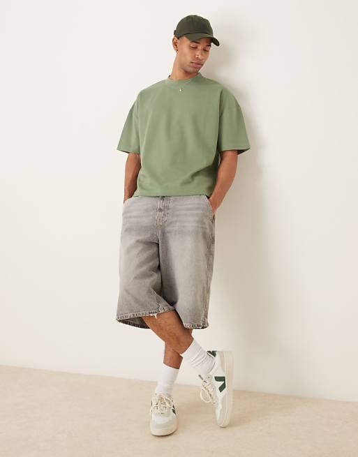 DESIGN BreatheMAX™ Heavyweight Oversized Boxy Drop Shoulder T-shirt In Sage Cotton Blend