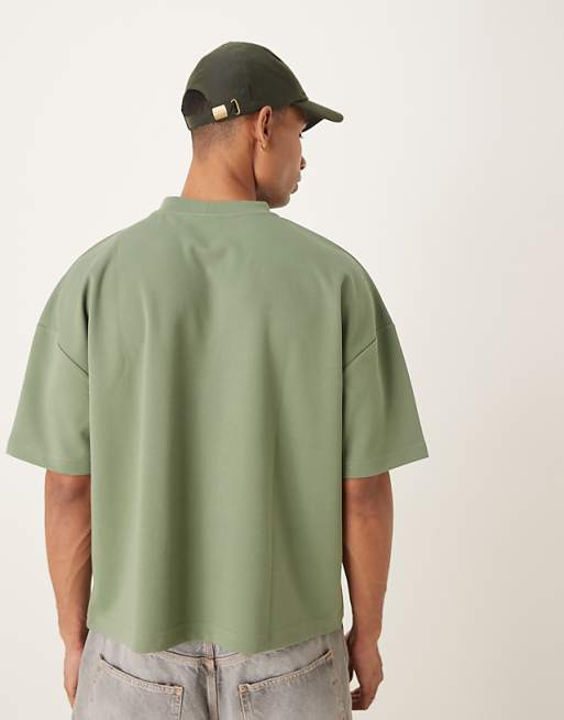 DESIGN BreatheMAX™ Heavyweight Oversized Boxy Drop Shoulder T-shirt In Sage Cotton Blend