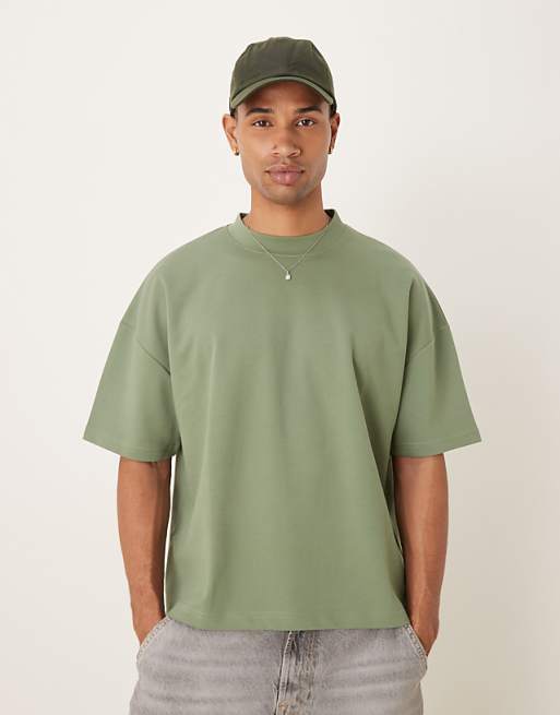 DESIGN breatheMAX™ heavyweight oversized boxy drop shoulder t-shirt in sage cotton blend