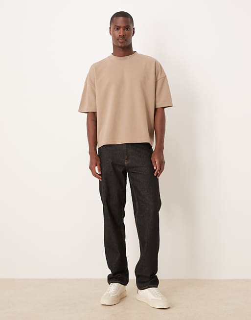 DESIGN BreatheMAX™ Heavyweight Oversized Boxy Drop Shoulder T-shirt In Stone Cotton Blend
