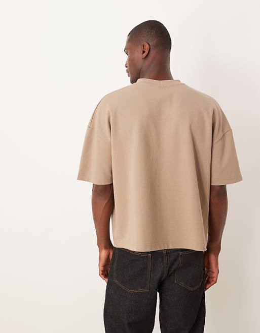 DESIGN BreatheMAX™ Heavyweight Oversized Boxy Drop Shoulder T-shirt In Stone Cotton Blend