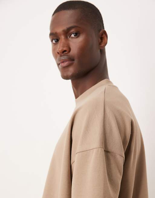 DESIGN BreatheMAX™ Heavyweight Oversized Boxy Drop Shoulder T-shirt In Stone Cotton Blend