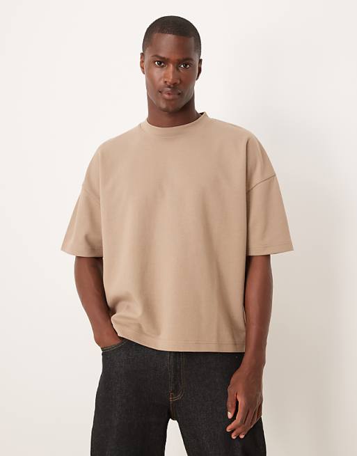 DESIGN breatheMAX™ heavyweight oversized boxy drop shoulder t-shirt in stone cotton blend