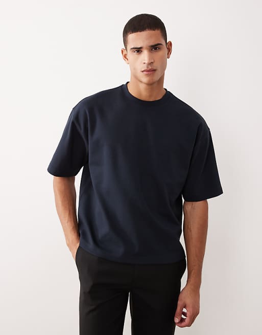 DESIGN breatheMAX™ heavyweight oversized boxy t-shirt in navy cotton blend