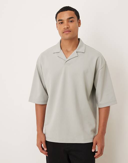 DESIGN breatheMAX™ heavyweight oversized half sleeve revere polo in sage cotton blend