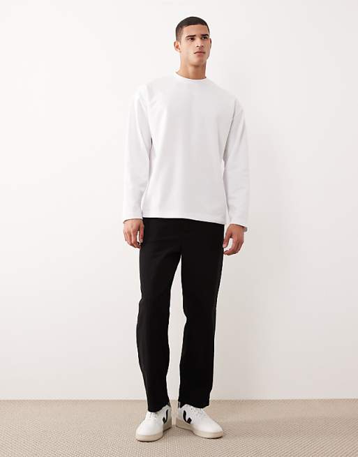DESIGN BreatheMAX™ Heavyweight Oversized Long Sleeve T-shirt In White Cotton Blend