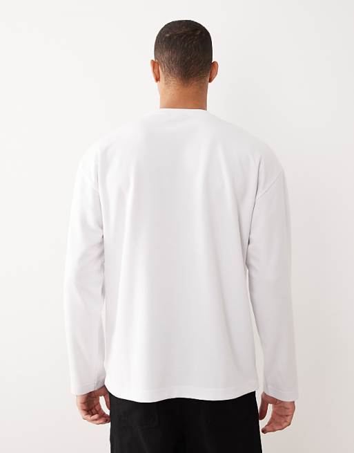DESIGN BreatheMAX™ Heavyweight Oversized Long Sleeve T-shirt In White Cotton Blend