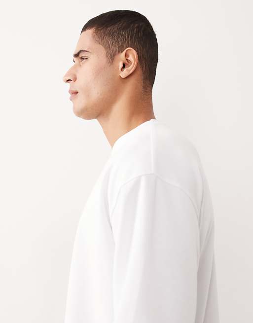 DESIGN BreatheMAX™ Heavyweight Oversized Long Sleeve T-shirt In White Cotton Blend