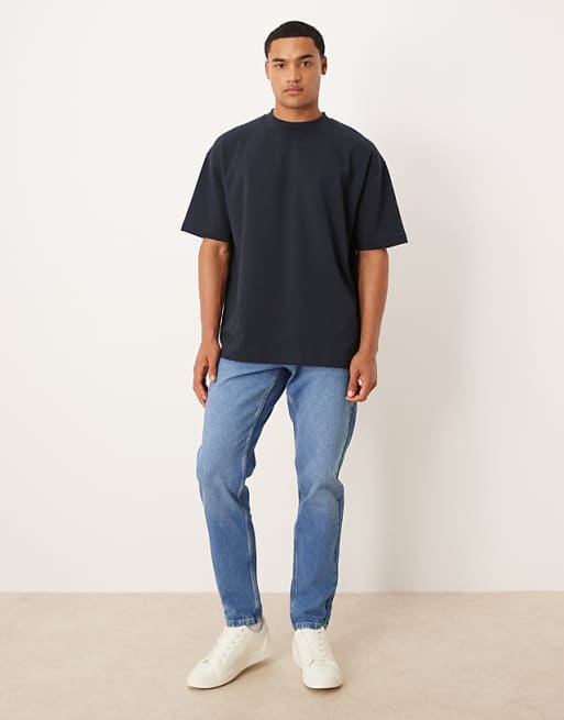 DESIGN BreatheMAX™ Heavyweight Oversized T-shirt In Navy Cotton Blend