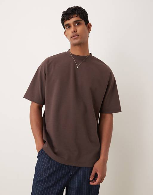 DESIGN breatheMAX™ heavyweight oversized t-shirt in brown cotton blend