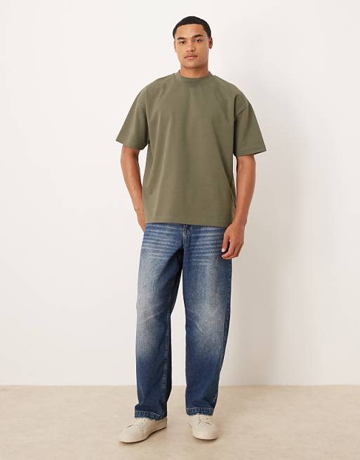 DESIGN BreatheMAX™ Heavyweight Oversized T-shirt In Khaki Cotton Blend