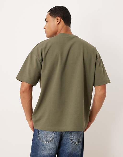 DESIGN BreatheMAX™ Heavyweight Oversized T-shirt In Khaki Cotton Blend