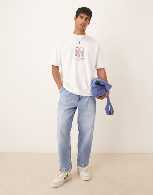 DESIGN BreatheMAX™ Heavyweight Oversized T-shirt With Logo Graphic In White