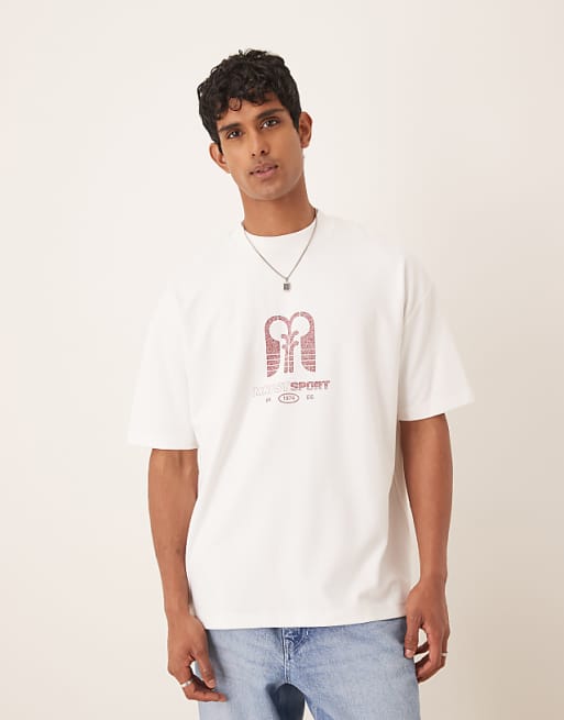 DESIGN breatheMAX™ heavyweight oversized t-shirt with logo graphic in white