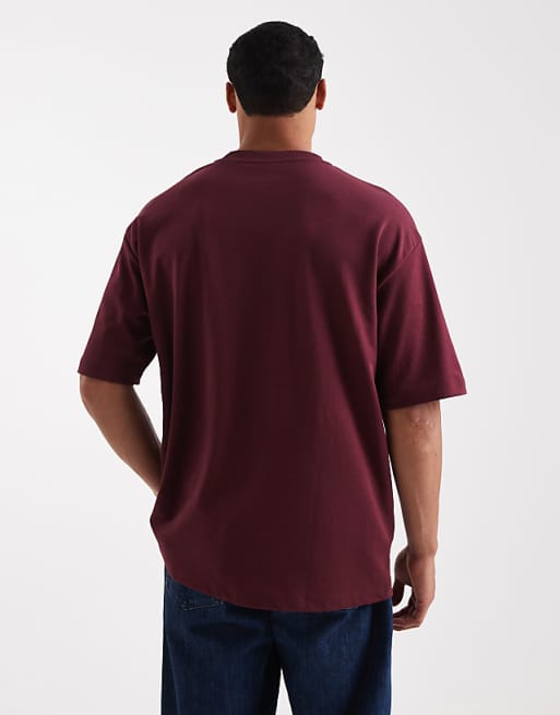 DESIGN BreatheMAX™ Heavyweight Oversized T-shirt With Sports Embroidery In Burgundy