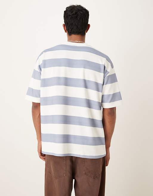 DESIGN BreatheMAX™ Heavyweight Oversized T-shirt In Blue And White Chunky Stripe