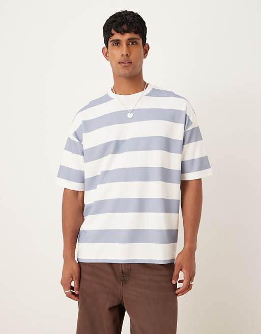 DESIGN breatheMAX™ heavyweight oversized t-shirt in blue and white chunky stripe