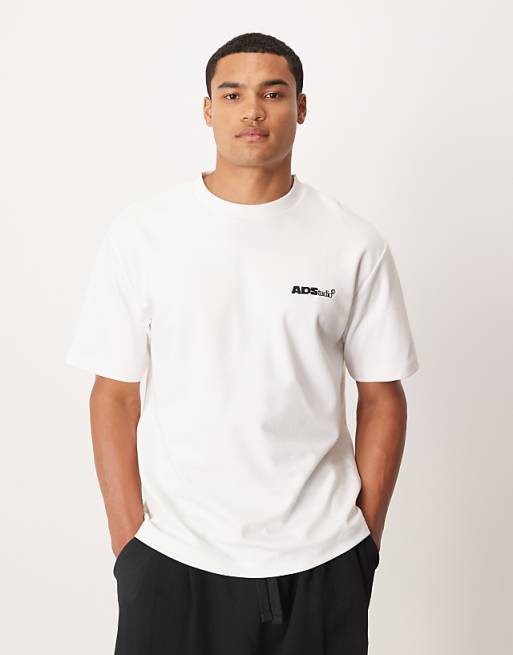 DESIGN breatheMAX™ heavyweight oversized t-shirt with text graphic in white