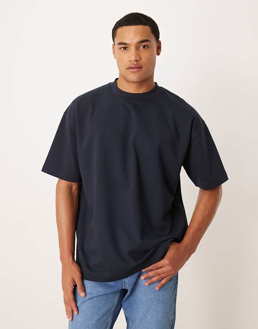 DESIGN breatheMAX™ heavyweight oversized t-shirt in navy cotton blend