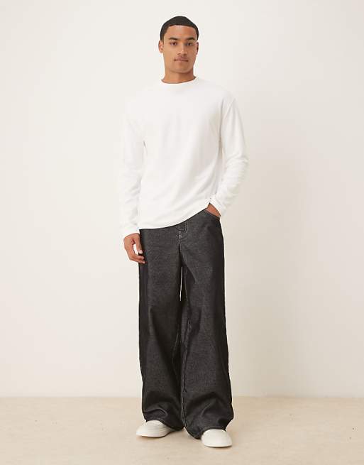 DESIGN BreatheMAX™ Heavyweight Relaxed Long Sleeve T-shirt In White Cotton Blend