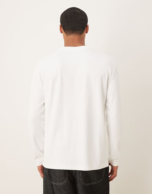 DESIGN BreatheMAX™ Heavyweight Relaxed Long Sleeve T-shirt In White Cotton Blend