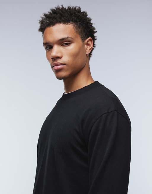 DESIGN BreatheMAX™ Heavyweight Relaxed Long Sleeve T-shirt In Black Cotton Blend