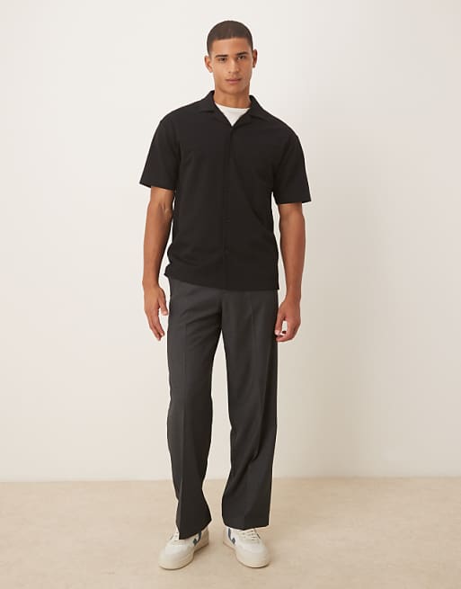 DESIGN BreatheMAX™ Heavyweight Relaxed Polo Shirt In Black Cotton Blend