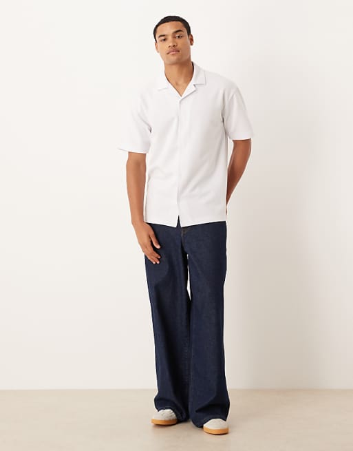 DESIGN BreatheMAX™ Heavyweight Relaxed Polo Shirt In White Cotton Blend