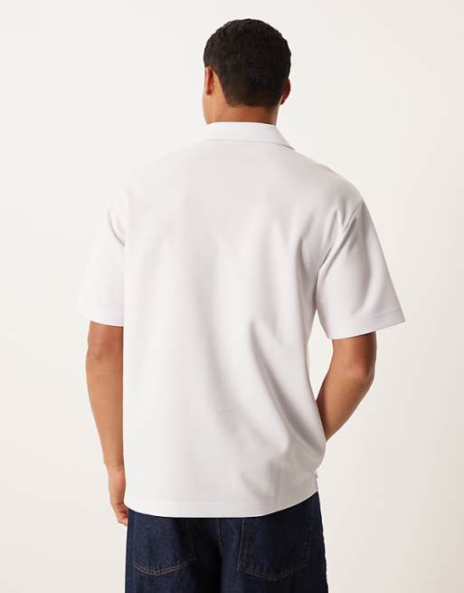 DESIGN BreatheMAX™ Heavyweight Relaxed Polo Shirt In White Cotton Blend